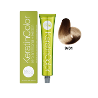 Крем-краска для волос безаммиачная BBcos Keratin Color 9/01 блондин очень светлый натуральный пепельный 100мл