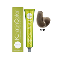 Крем-краска для волос безаммиачная BBcos Keratin Color 9/11 блондин очень светлый интенсивный пепельный 100мл