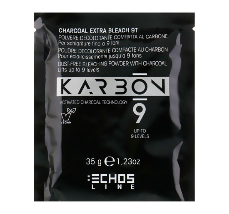 Осветлитель беспылевой порционный (до 9 уровней) Echosline Karbon 9 Charcoal Extra Bleach 9T 35г