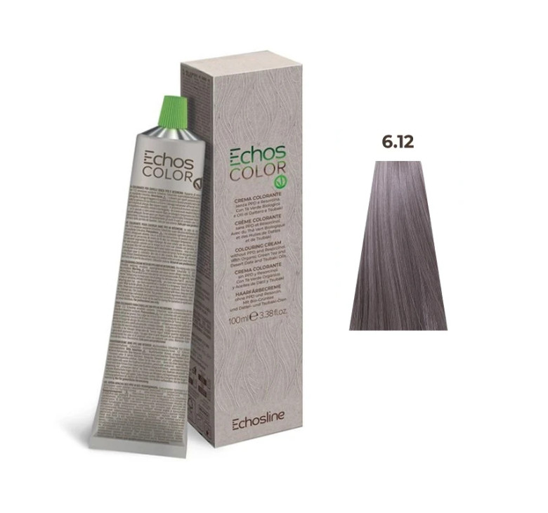 Крем-фарба Echosline Echos Color Vegan Colouring Cream 6.12 Холодний темний ірисовий блонд 100мл