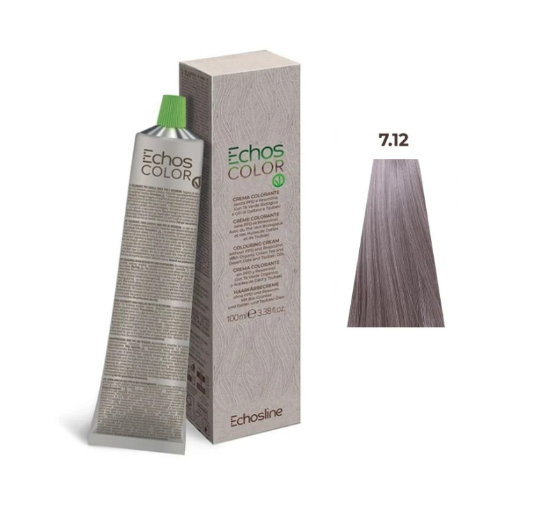 Крем-фарба Echosline Echos Color Vegan Colouring Cream 7.12 Холодний ірисовий блонд 100мл