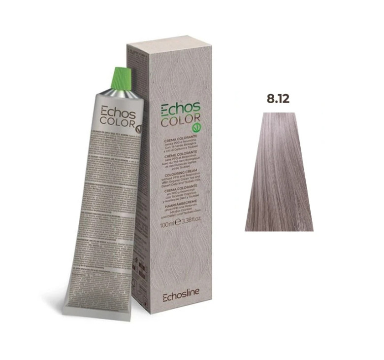 Крем-фарба Echosline Echos Color Vegan Colouring Cream 8.12 Холодний світлий ірисовий блонд 100мл
