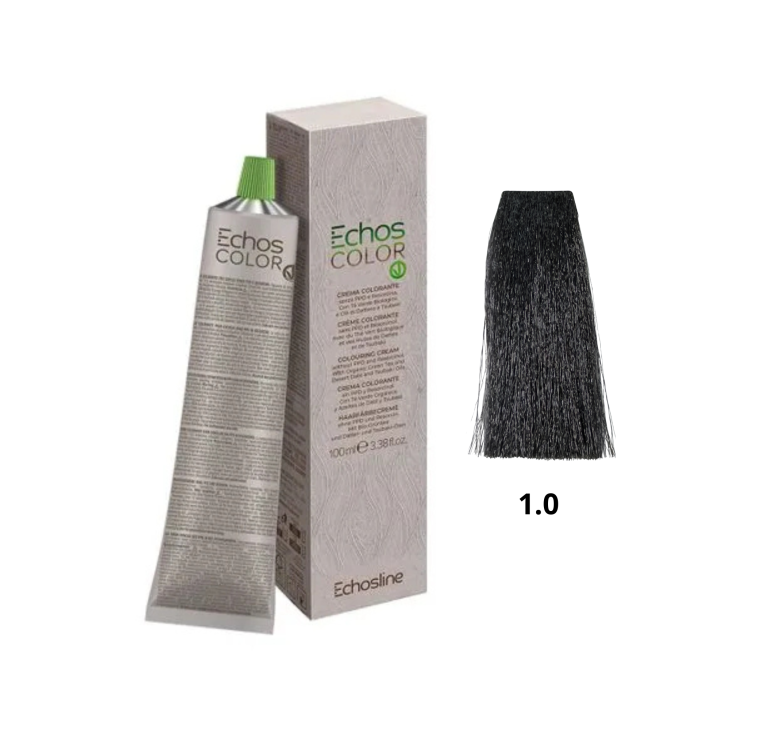 Крем краска для волос черная Echosline Echos Color Vegan Colouring Cream 1.0 100мл