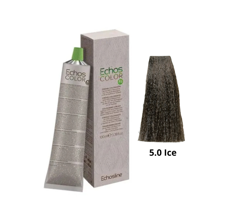 Фарба для волосся Echosline Echos Color Vegan Colouring Cream 5.0 Ice світло-каштановий натуральний крижаний 100мл