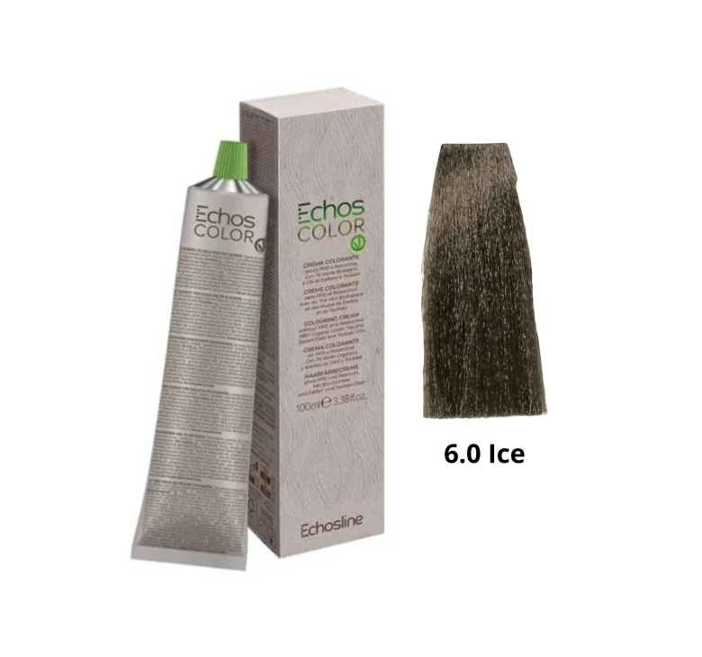 Крем-фарба Echosline Echos Color Vegan Colouring Cream 6.0 Ice темний блондин натуральний крижаний 100мл