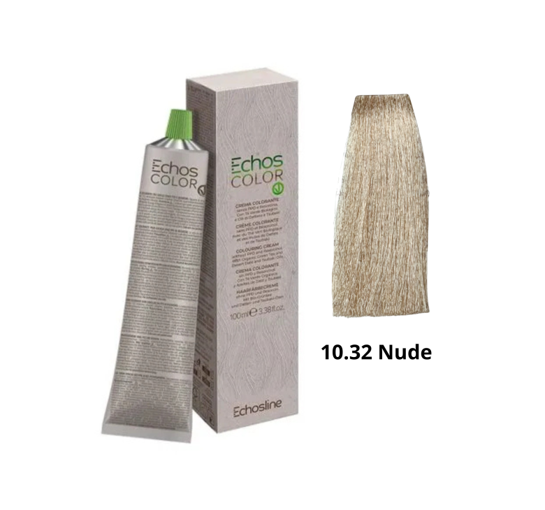 Краска для волос платиновый блонд коричнево-серый тауп Echosline Echos Color Vegan Colouring Cream 10.32 Nude 100мл