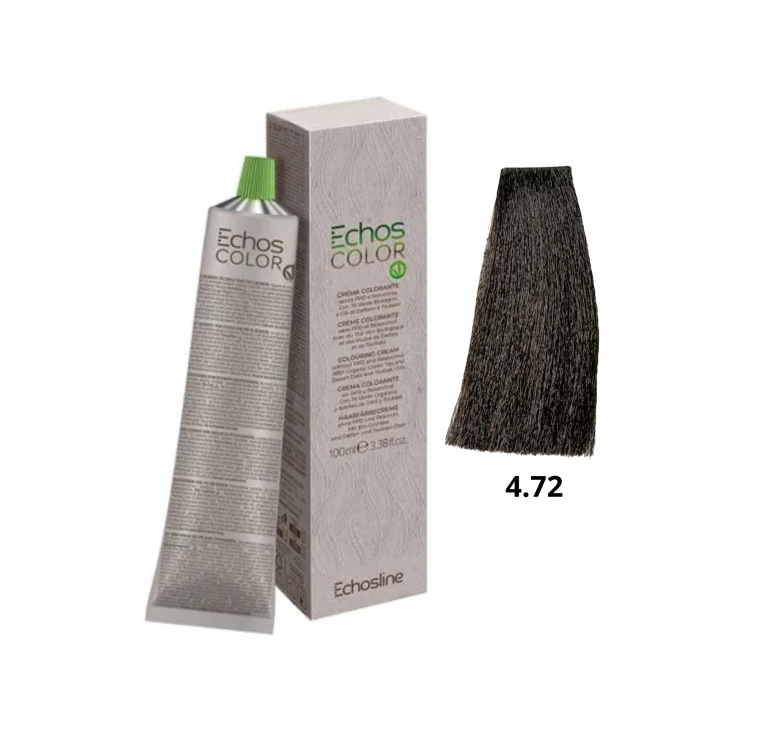Крем фарба Echosline Echos Color Vegan Colouring Cream 4.72 середній каштановий теплий коричневий 100мл