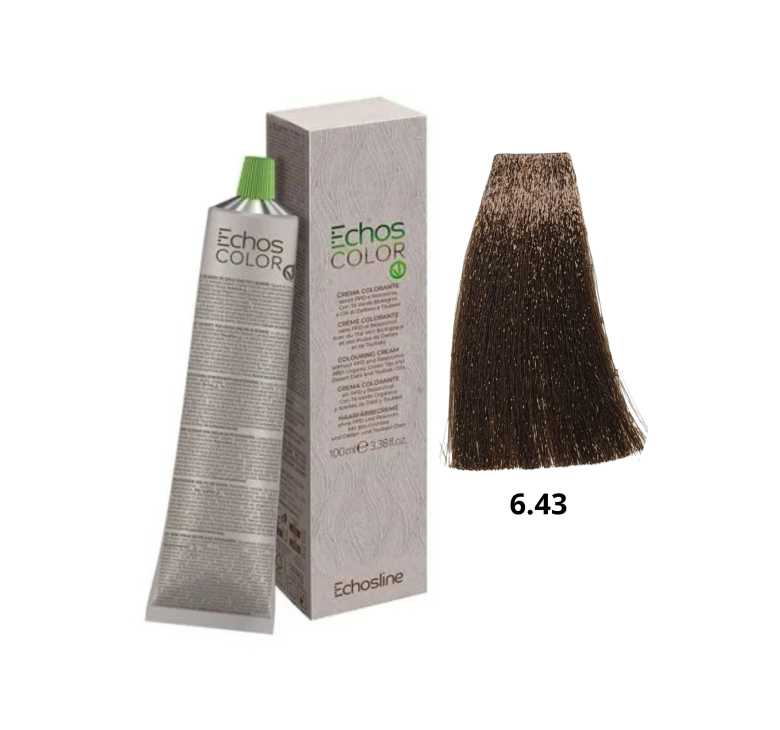 Крем-фарба Echosline Echos Color Vegan Colouring Cream 6.43 темний блондин золотистий мідний 100мл