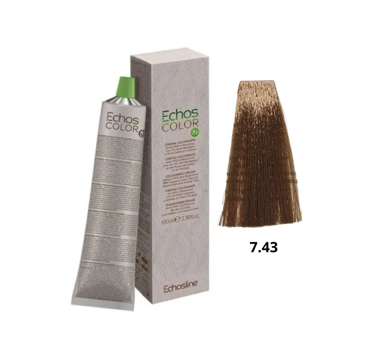 Крем-фарба Echosline Echos Color Vegan Colouring Cream 7.43 середній блондин мідний золотистий 100мл