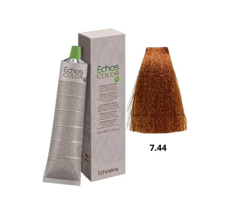 Крем-фарба Echosline Echos Color Vegan Colouring Cream 7.44 середній блондин інтенсивний мідний 100мл