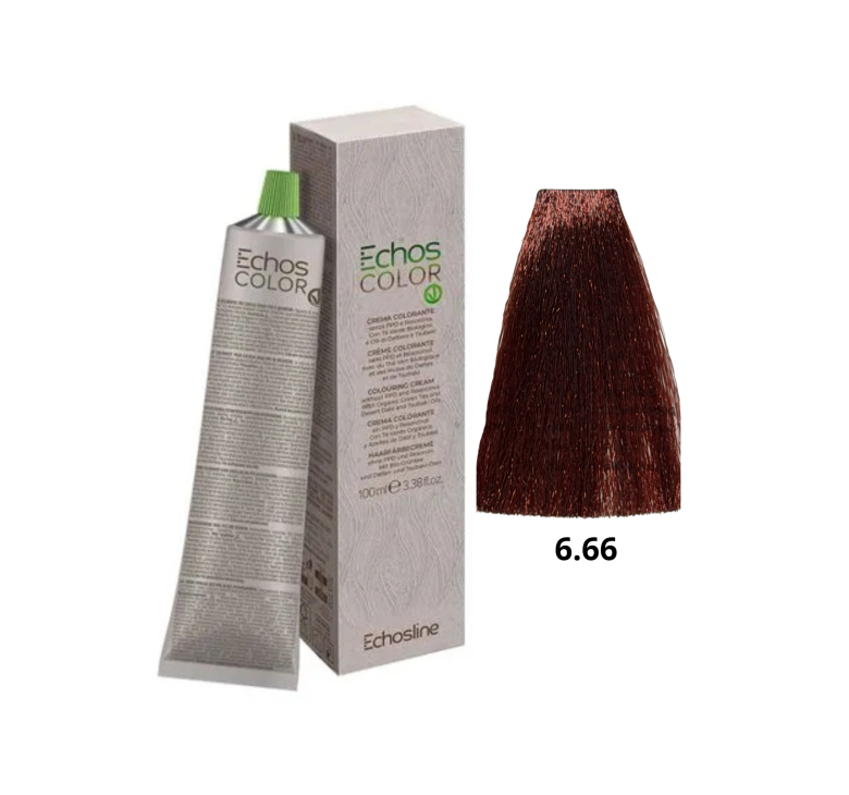Крем-фарба Echosline Echos Color Vegan Colouring Cream 6.66 темний блондин червоний інтенсивний 100мл