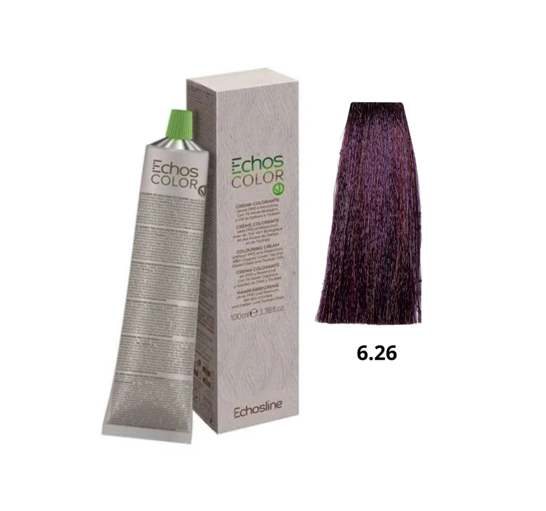 Крем-фарба Echosline Echos Color Vegan Colouring Cream 6.26 темний блондин фіолетовий червоний 100мл