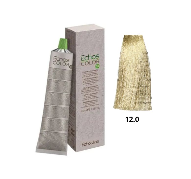 Крем-краска  Echosline Echos Color Vegan Colouring Cream 12.0 блонд экстра платиновый натуральный 100мл