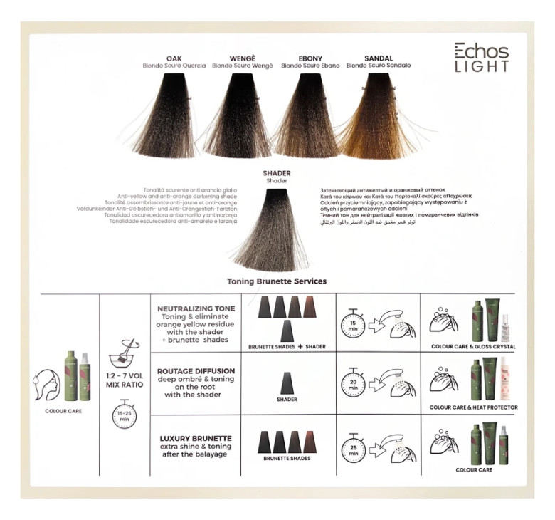 Крем-краска без аммиака Echosline Echos Light Vegan EBONY Темный блонд черное дерево 100мл