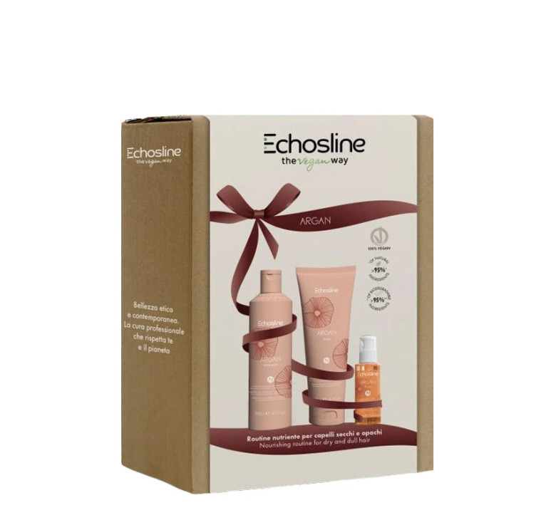 Набор для волос с аргановым маслом Echosline Argan Veg Шампунь 300 мл+Маска 300 мл+Флюид 100 мл