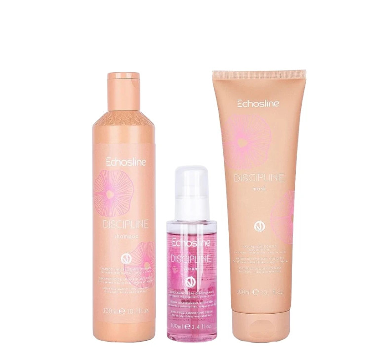 Набор для непослушных волос Echosline Discipline Veg Шампунь 300 мл+Маска 300 мл+Сыворотка 100 мл