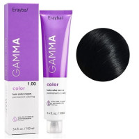 Крем-фарба для волосся Erayba Gamma Color Haircolor Cream 1/00 Натуральний чорний 100мл
