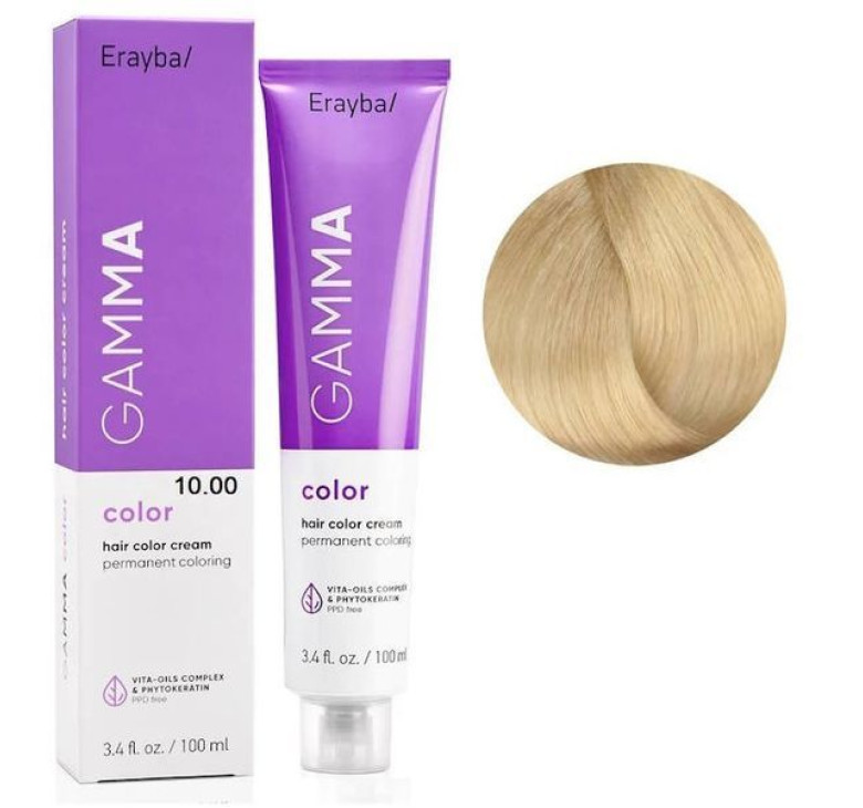 Крем-фарба для волосся Erayba Gamma Color Haircolor Cream 10/00 Натуральний супер-світлий блонд 100мл