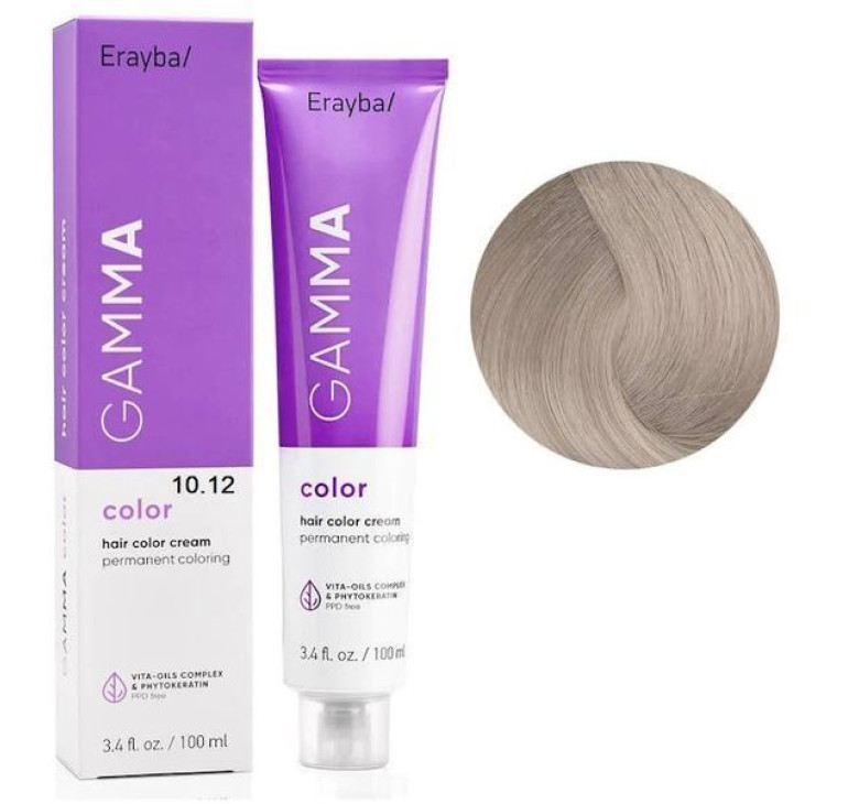Крем фарба для волосся Erayba Gamma Color Haircolor Cream 10/12 Супер світлий попелясто-ірисовий блонд 100мл
