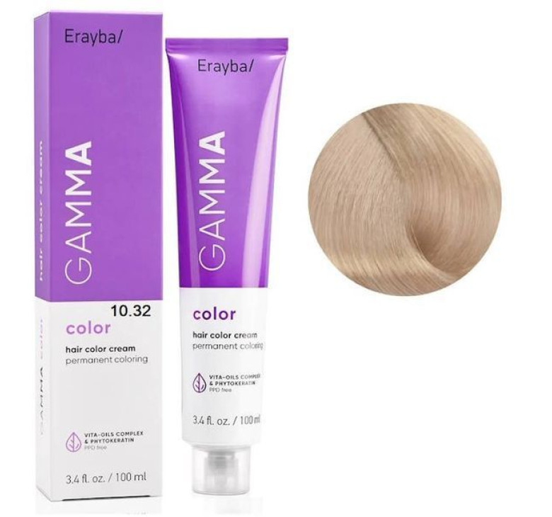 Крем-краска для волос Erayba Gamma Color Haircolor Cream 10/32 Супер-светлый золотисто-бежевый блонд 100мл