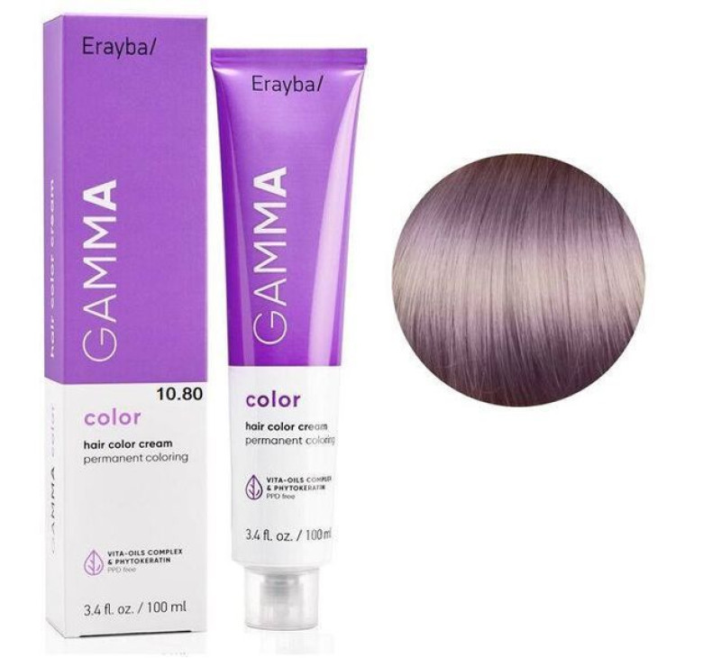 Крем-краска для волос Erayba Gamma Color Haircolor Cream 10/80 Супер-светлый фиолетовый блонд 100мл