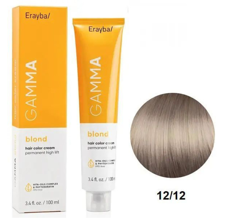 Крем-краска для волос Erayba Gamma Blond Superblond Haircolor Cream 12/12 Супер экстра пепельно-ирисовый блонд 100мл