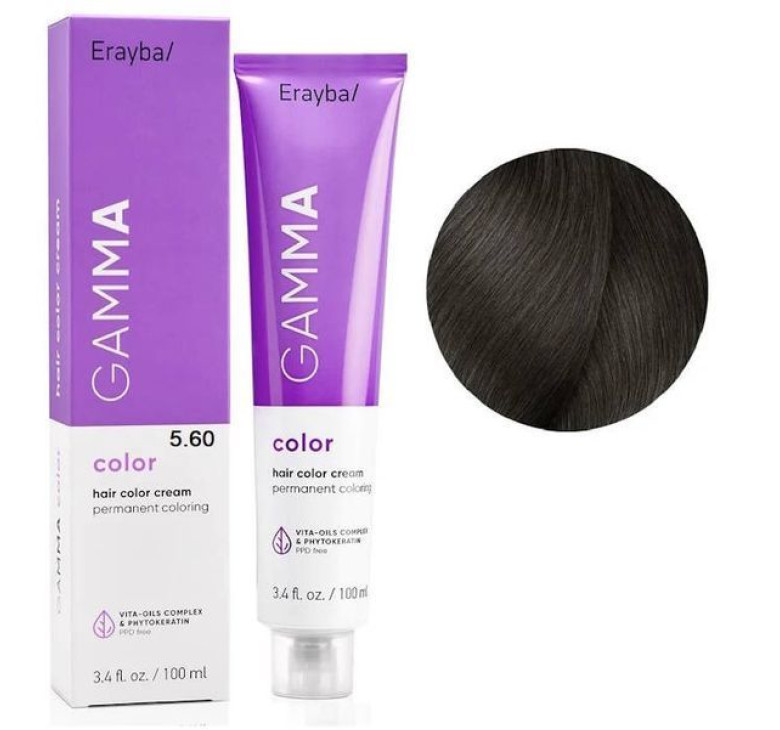 Крем-краска для волос Erayba Gamma Color Haircolor Cream 5/60 Коричневый светло-коричневый 100мл