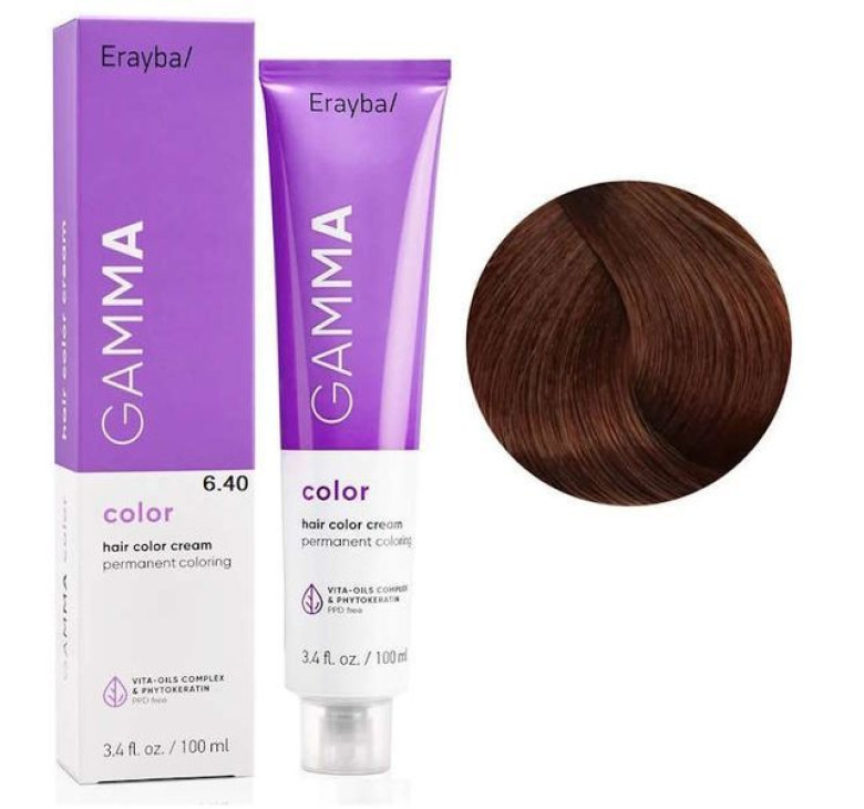 Крем-фарба для волосся Erayba Gamma Color Haircolor Cream 6/40 Темний мідний блонд 100мл