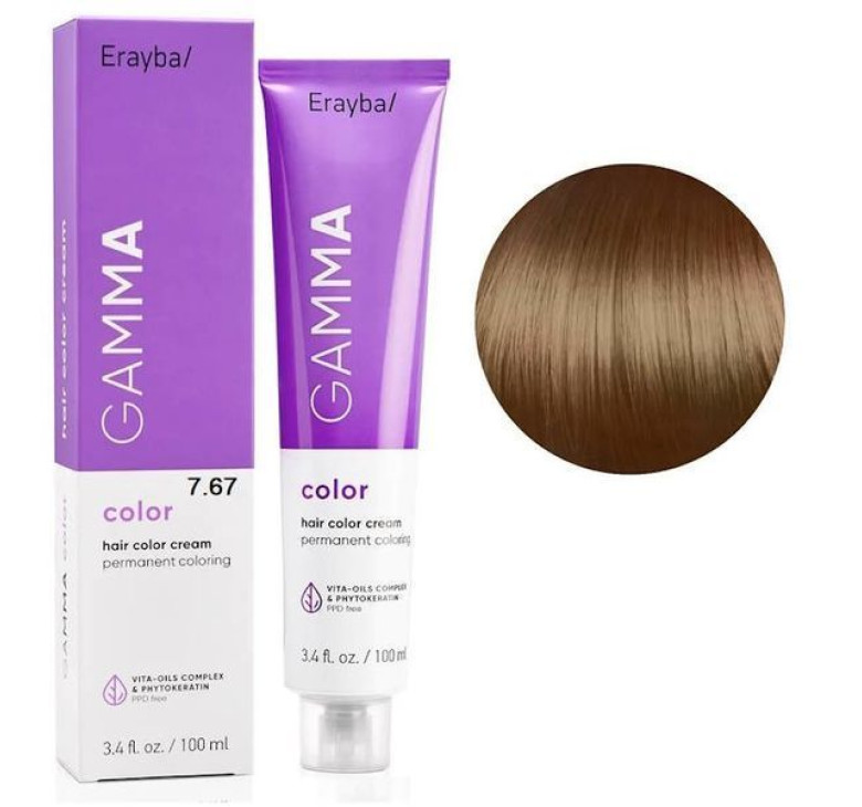 Крем-фарба для волосся Erayba Gamma Color Haircolor Cream 7/67 Холодно-коричневий блонд 100мл