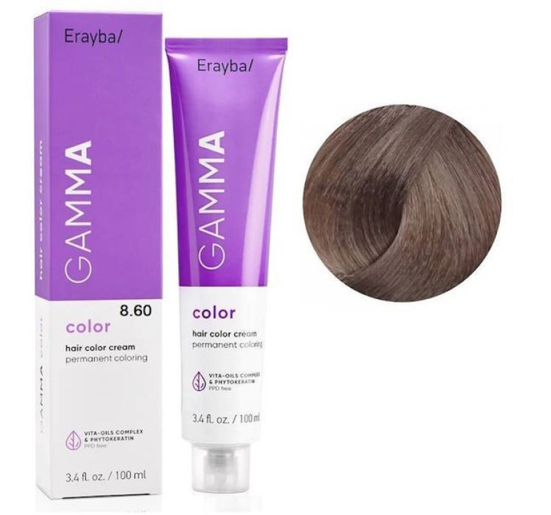 Крем-краска для волос Erayba Gamma Color Haircolor Cream 8/60 Светлый коричневый блонд 100мл