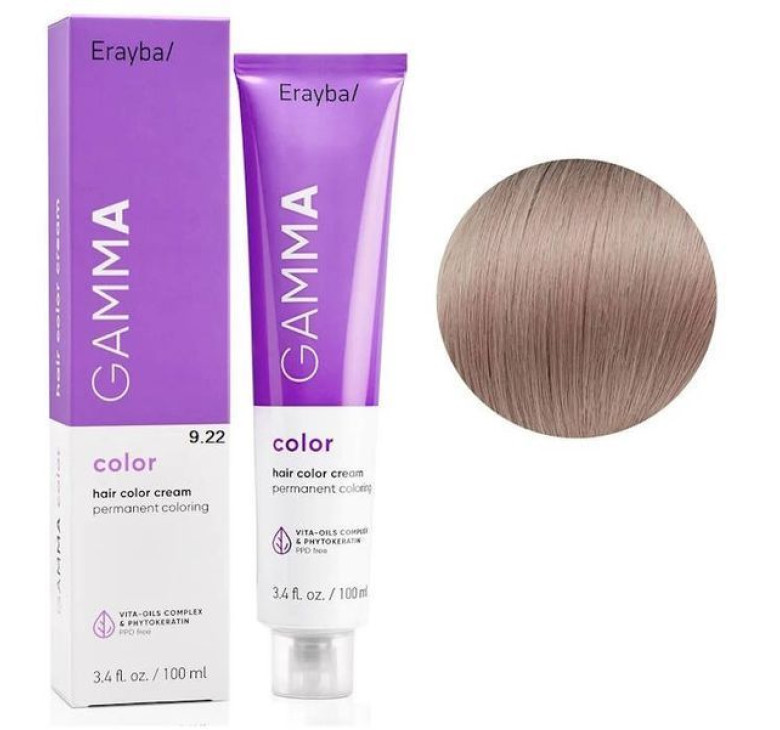Крем краска для волос Erayba Gamma Color Haircolor Cream 9/22 Интенсивный очень светлый ирисовый блонд 100мл