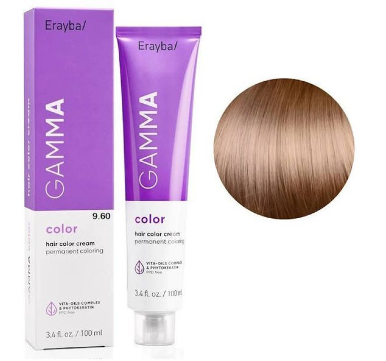 Крем-краска для волос Erayba Gamma Color Haircolor Cream 9/60 Очень светлый коричневый блонд 100мл