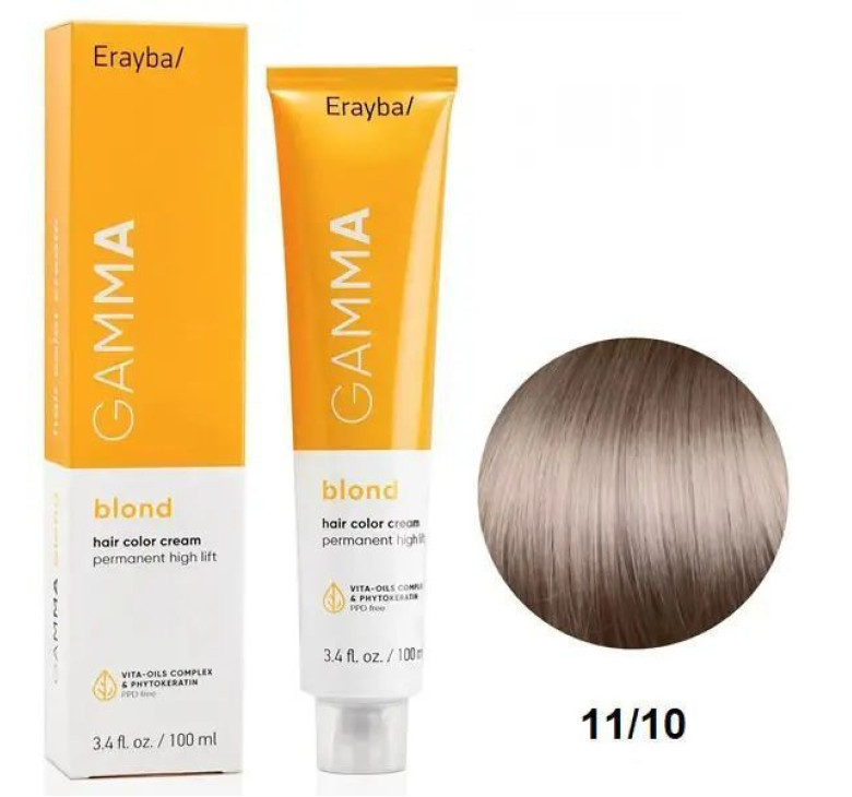 Крем-краска для волос Erayba Gamma Blond Superblond Haircolor Cream 11/10 Пепельно-платиновый блонд 100мл