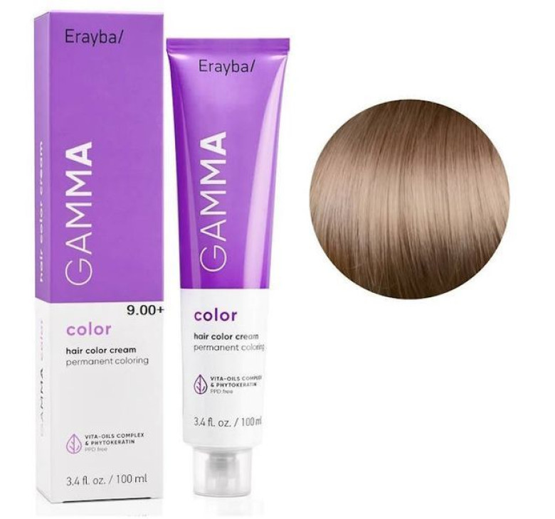 Крем-фарба для волосся Erayba Gamma Color Haircolor Cream 9/00+ Інтенсивний натуральний дуже світлий блонд 100мл