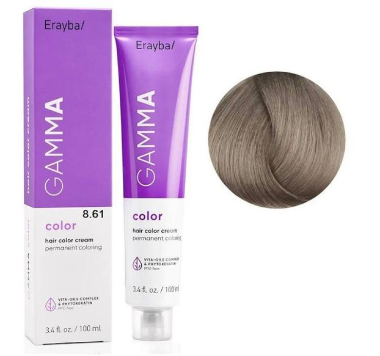 Крем-краска для волос Erayba Gamma Color Haircolor Cream 8/61 Светло - русый коричнево - пепельный 100мл