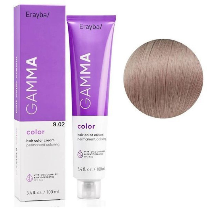 Крем-фарба для волосся Erayba Gamma Color Haircolor Cream 9/02 Екстра світло - русявий натурально - ірисовий 100мл