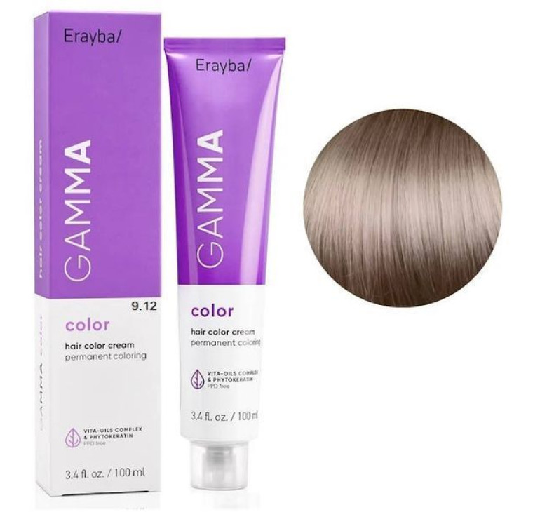 Крем-краска для волос Erayba Gamma Color Haircolor Cream 9/12 Экстра светло - русый пепельно-ирисовый 100мл