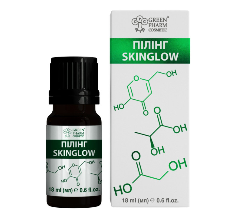 Пілінг SKINGLOW з гліколевою, молочною та койєвою кислотами Green Pharm Cosmetic 18мл