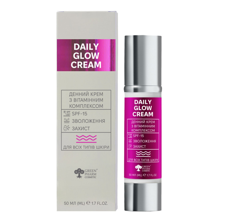 Денний крем з вітамінним комплексом Daily Glow Cream SPF-15 Green Pharm Cosmetic 50мл