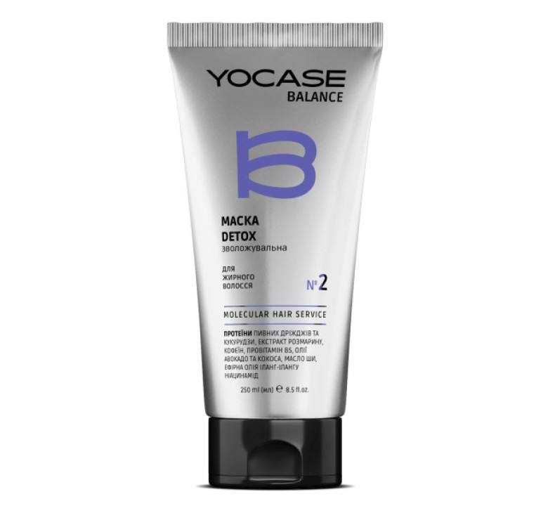 Маска Detox зволожувальна BALANCE для жирного волосся YOCASE, 250 мл