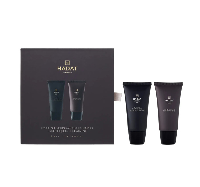 Набор для увлажнения волос Hadat Hydro Nourishing Moisture Shampoo + Hadat Hydro Liquid Silk Treatment (70 мл)