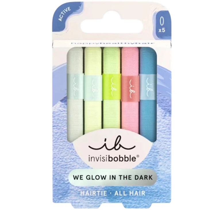Резинка-браслет для волосся Invisibobble HAIR TIE Glow In The Dark сірий/жовтий/рожевий/зелений/блакитний