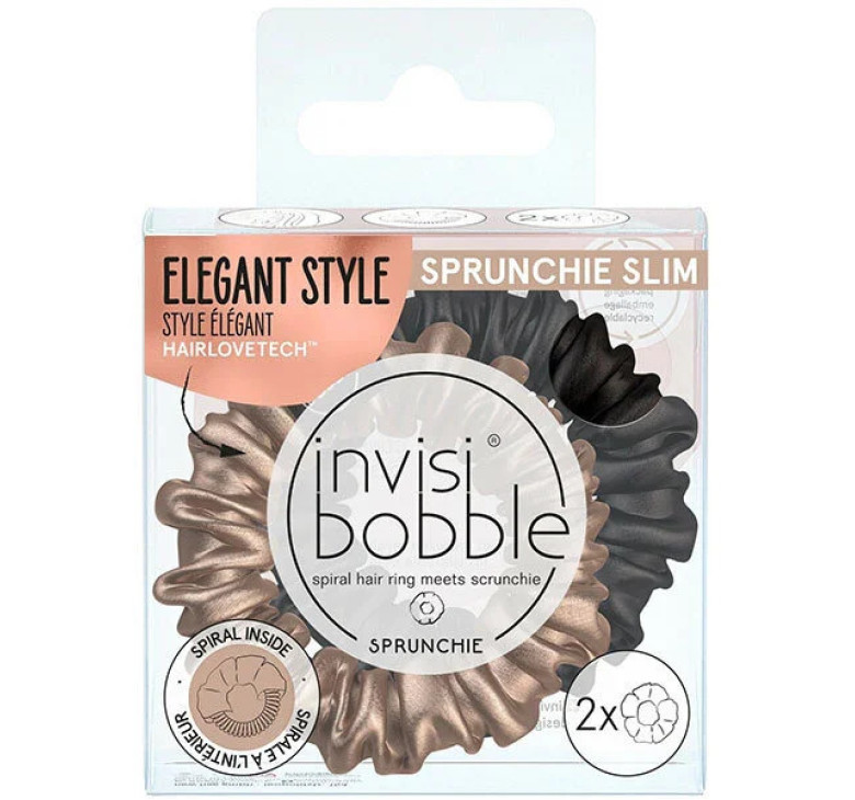 Резинка-браслет для волос Invisibobble Sprunchie Slim True Golden черный/золотой набор 2шт