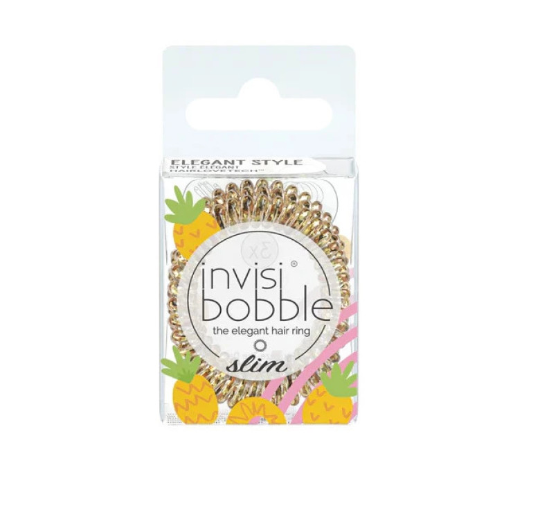 Резинка-браслет для волос Invisibobble Slim Fruit Fiesta Squeeze the Day мерцающий желтый 1шт