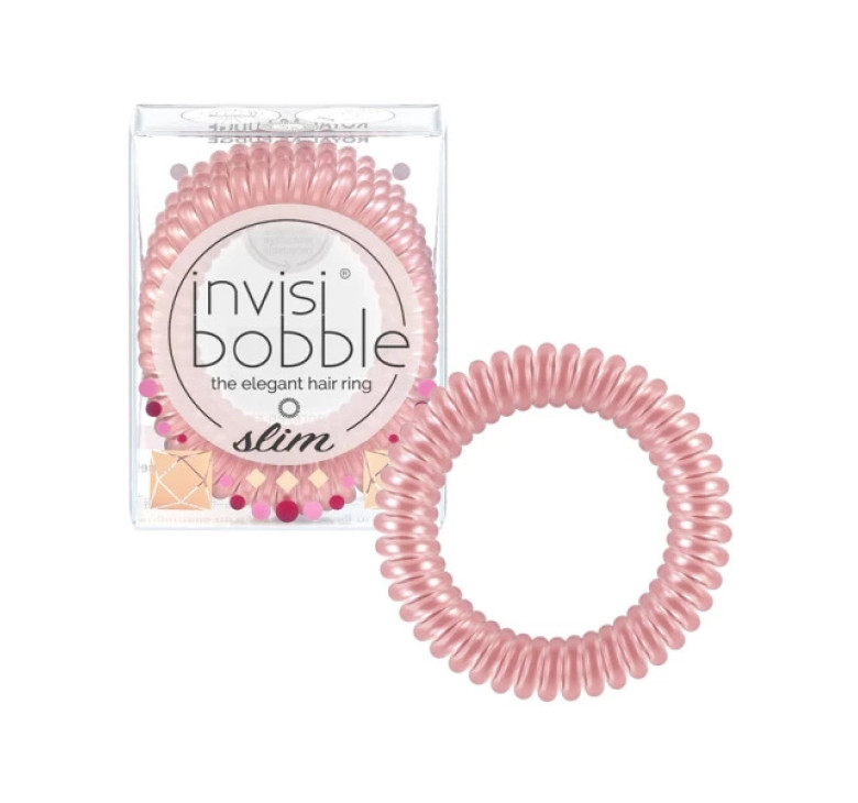 Резинка-браслет для волос Invisibobble Slim British Royal Fudge мерцающий розовый 1шт