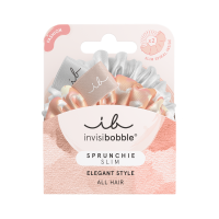 Резинка-браслет для волосся Invisibobble Sprunchie Slim Bella Fashion рожевий/сріблястий набір 2шт