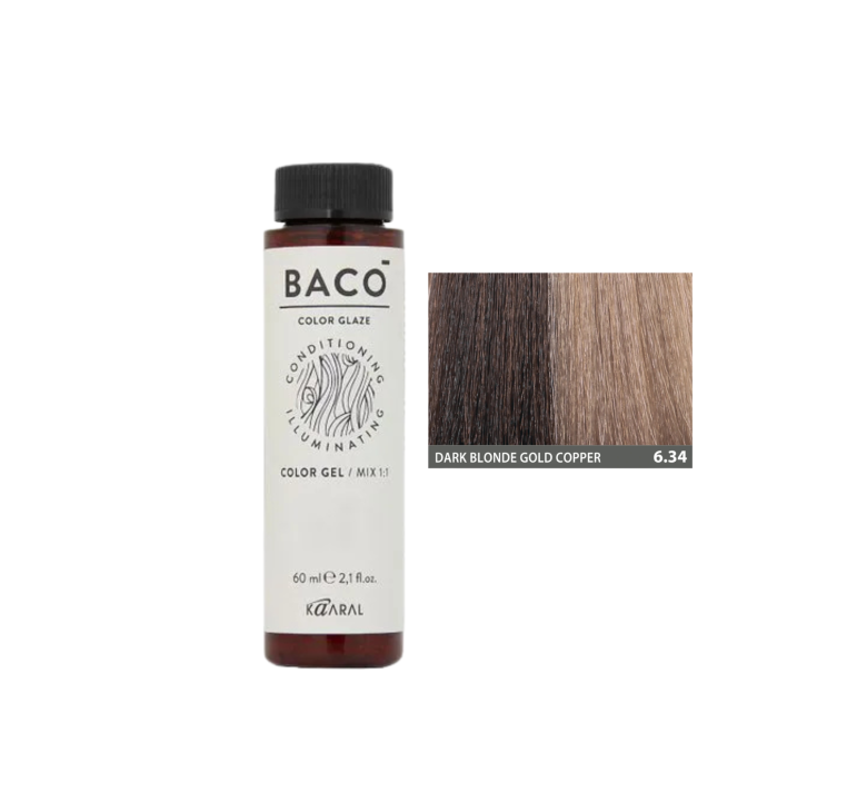 Напівперманентна система фарбування у вигляді гелю Kaaral Baco Color Glaze 6.34 темний блондин золотисто-мідний 60мл