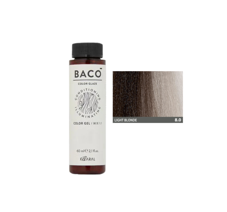 Полуперманентная система окрашивания в виде геля Kaaral Baco Color Glaze 8.0 светлый блондин 60мл