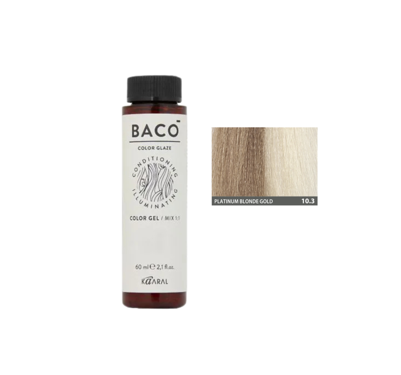 Полуперманентная система окрашивания в виде геля Kaaral Baco Color Glaze 10.3 платиновый блондин золотистый 60мл