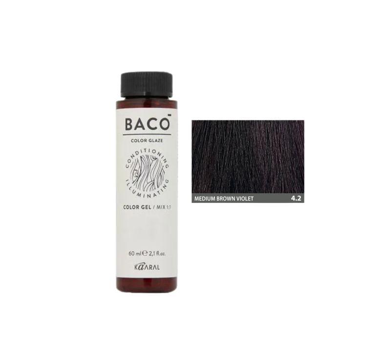 Полуперманентная система окрашивания в виде геля Kaaral Baco Color Glaze 4.2 шатен фиолетовый 60мл